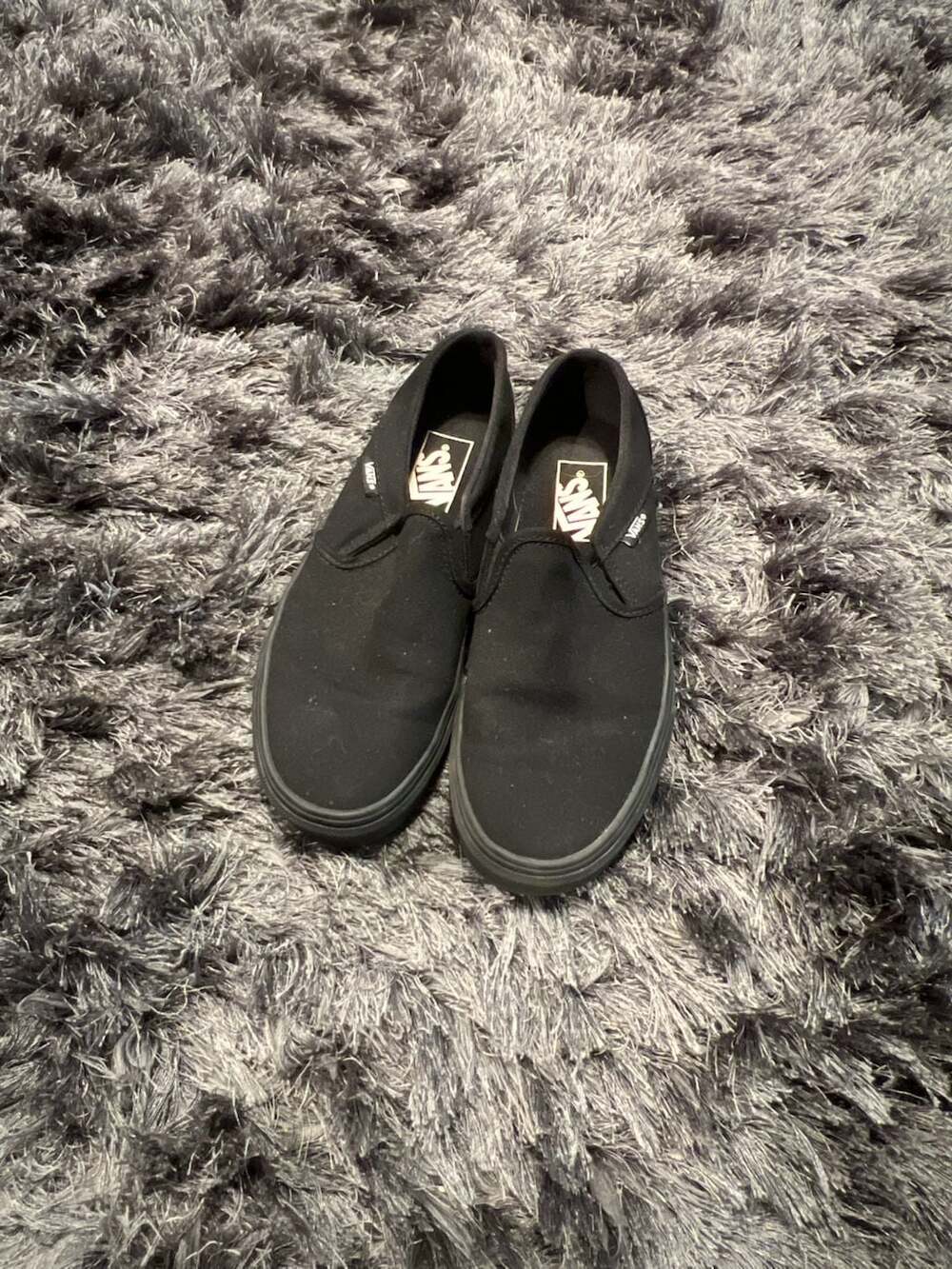 Vans Asher Canvas All Black Slip-On Classic Skate Shoe Sneaker Womens Size 7